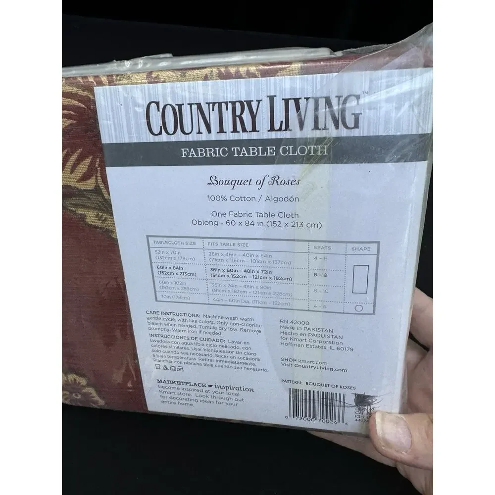 Vintage Country Living fabric table cloth Bouquet Of Roses Oblong 60x84 New!